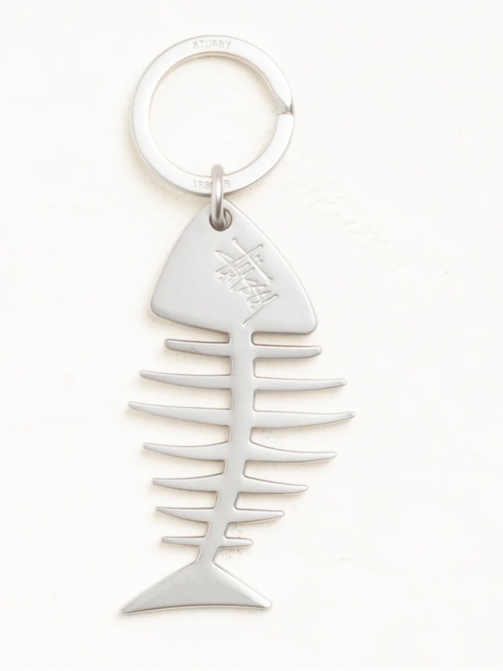 Stussy Silver Fishbone Keyring